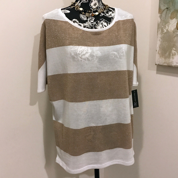 INC International Concepts Tops - INC White/Gold Top